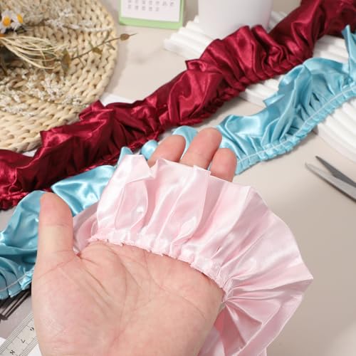 Dentelle plissée en mousseline rose rouge pour customiser une robe d'été