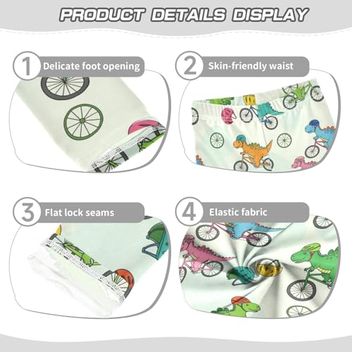 J JOYSAY Colorful Dinosaur Cycling Girls Leggings Soft Comfortable Stretchy Kids Toddler Leggings Size 4-10T3