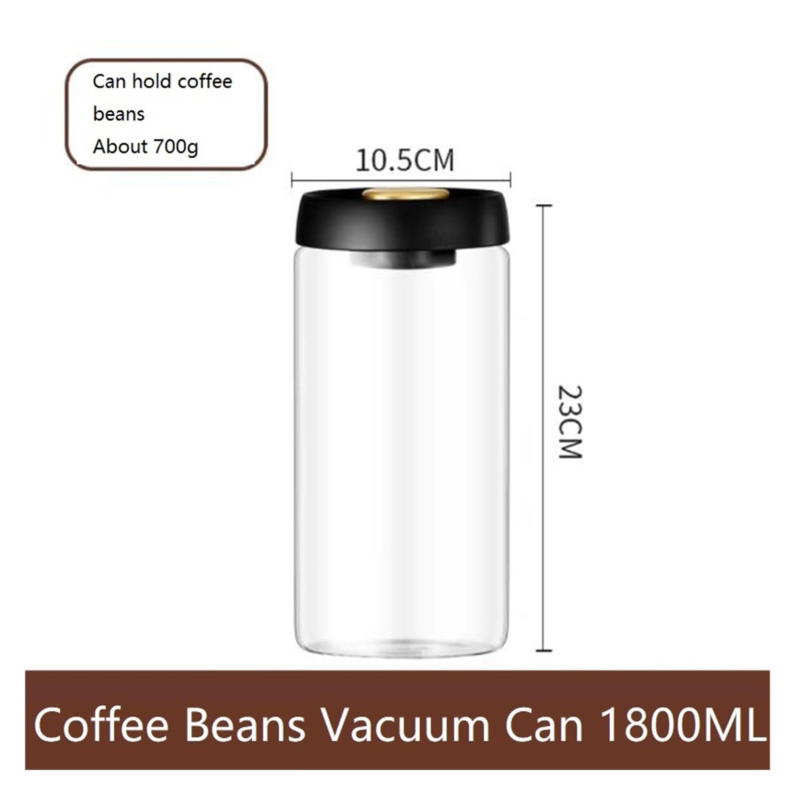 Contenitore sottovuoto per conservare chicchi di caffè, KFSN01 | Contenitore in vetro, chiusura ermetica, misura S, oltre 501 ml, 1 pz(1800ML)