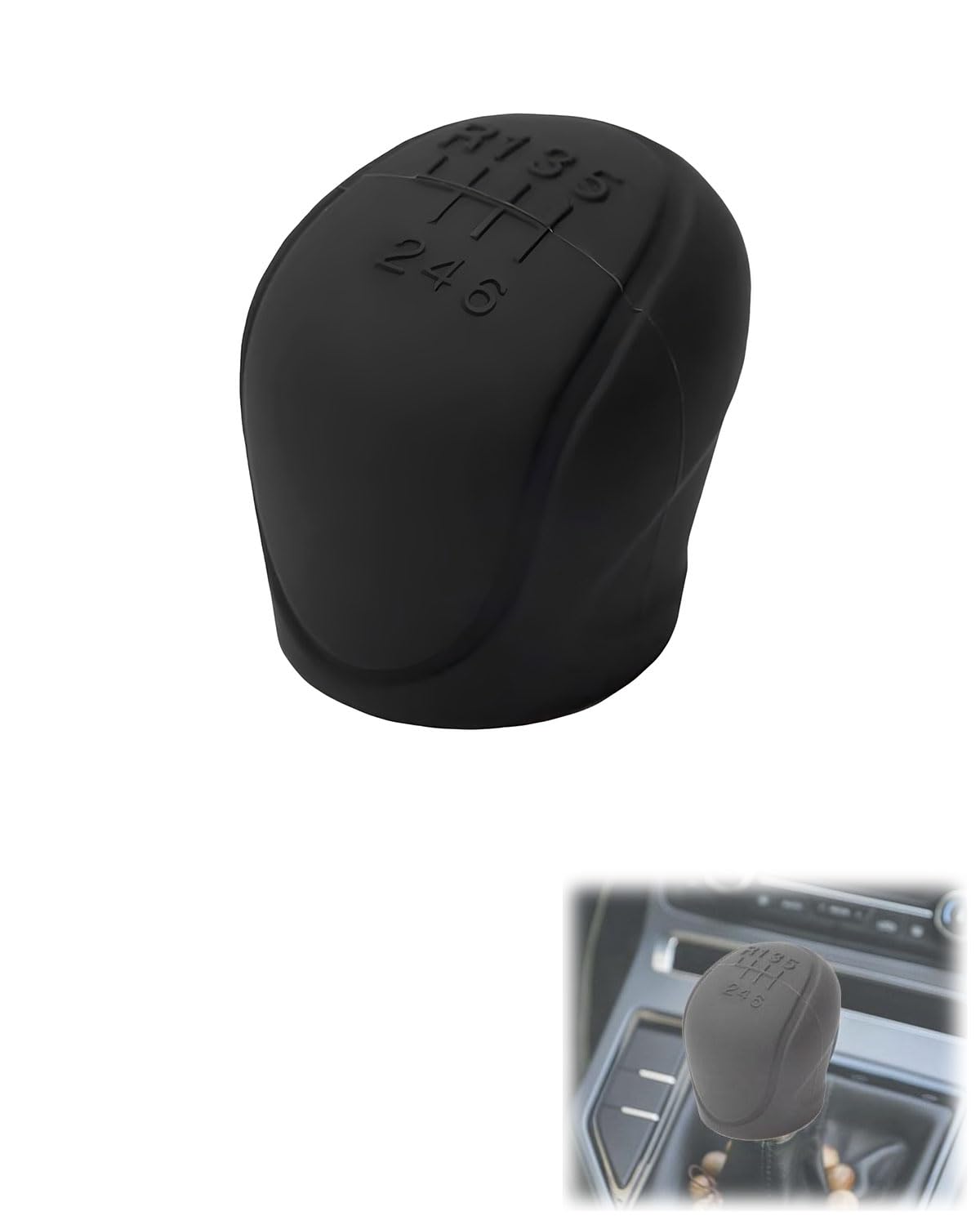 CULEB Funda universal para palanca de cambios de coche, Cubierta de Perilla de palanca de Marchas, protector de pomo adherente, Funda palanca de cambios, Silicona, Universal, Negro, 6 Marchas - 2
