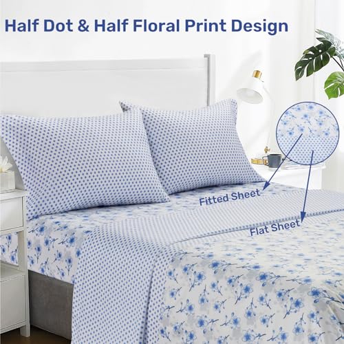 Artall 4-Piece Floral Print Full Size Sheet Set, Soft Microfiber All-Season Bed Sheets Includes 2 Pillowcases, 1 Flat Sheet, 1 Fitted Sheet With 12 Inch Deep Pockets thumb #1