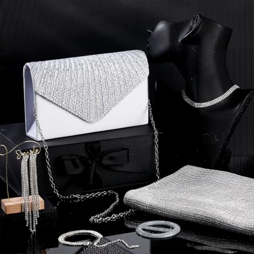 Hicarer 5 Pcs Dressy Jewelry Sets, Shawls and Wraps, Evening Clutch Purse for Homecoming Prom Women Formal Evening Dresses4