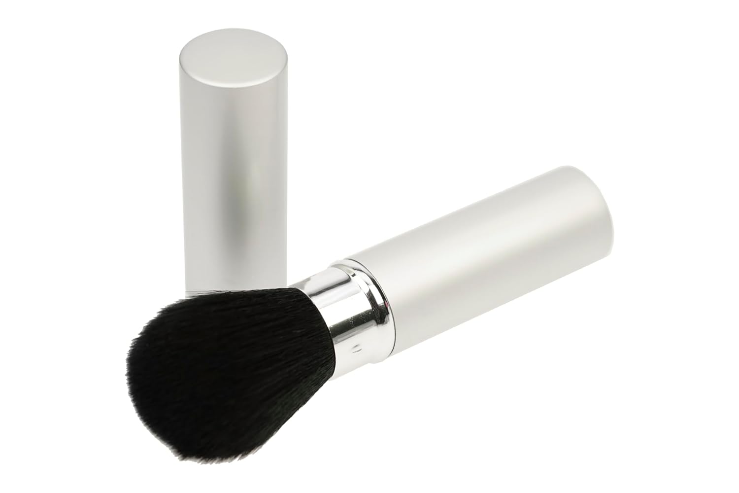 Fantasia Retractable Make Up Brush: Professional Travel Cosmetic Brush with Goat Hair - Silver Bronzer, Blush, Foundation Brush - 12cm