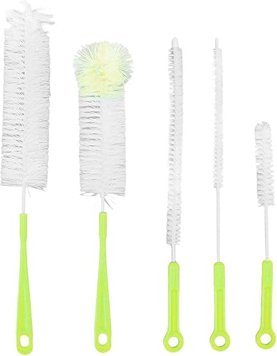 Paquete de 5 limpiadores de cepillos de botellas, limpiador de botellas de mango largo, limpiador de cepillo para popote, juego de cepillos de