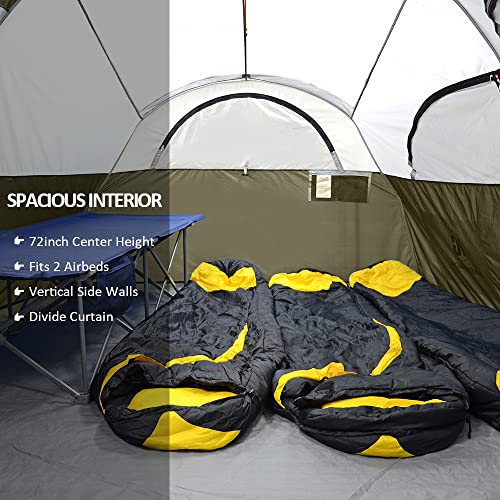 Image of CAMPROS CP Tent 8 Person Camping Tents, Weather Resistant Family Tent, 5 Large Mesh Windows, Double Layer, Divided Curtain for Separated Room, Portable with Carry Bag