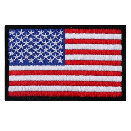 American Flag Patch - Tactical USA Flag Patches US Flag Patch Hook & Loop Premium Embroidered Patch Rectangular Military Army Uniform Emblems(3x2 Inches) (Black)
