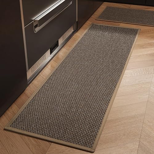 NEYTIIR Alfombra De Cocina Antideslizante Lavable, Camino De Mesa Tejido, Camino De Cocina Absorbente, Alfombra De Cama Moderna, Alfombra De Entrada Larga para Dormitorio(Brown,60X90CM+60X180CM)
