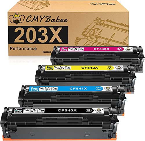 CMYBabee 203X Kompatibel mit HP 203X 203 CF540X 203A CF540A für HP MFP M281fdw Toner für HP Color Laserjet Pro MFP M281fdw M281fdn M254dw M254nw M280nw M254dn M281cdw (4 Pack) CF541X CF542X 543X Cover