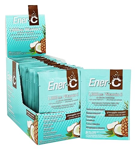 Ener-C Pineapple Coconut Multivitamin Drink Mix, 1000Mg Vitamin C, Non-Gmo, Vegan, Real Fruit Juice Powders, Natural Immunity Support, Electrolytes, Gluten Free, 1-Pack Of 30 #TOP3