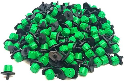 One Stop Outdoor (100-PACK) - 360 Degree 1/4" Inch Universal Barbed Drip Emitter - Adjustable Flow 0-18.5 GPH Fit 1/4 (4-7mm) Drip Irrigation Tubing - Professional Grade Drippers for Drip Irrigation