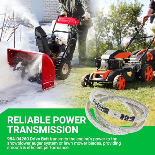 Image of BlueStars 954-04260 Drive Belt for MTD Craftsman Cub Cadet Troy-Bilt Snowblower 21 inch Walk-Behind Lawn Mower - Replaces 754-04260 754-04259 954-04259A 265-472 | Aramid Cord