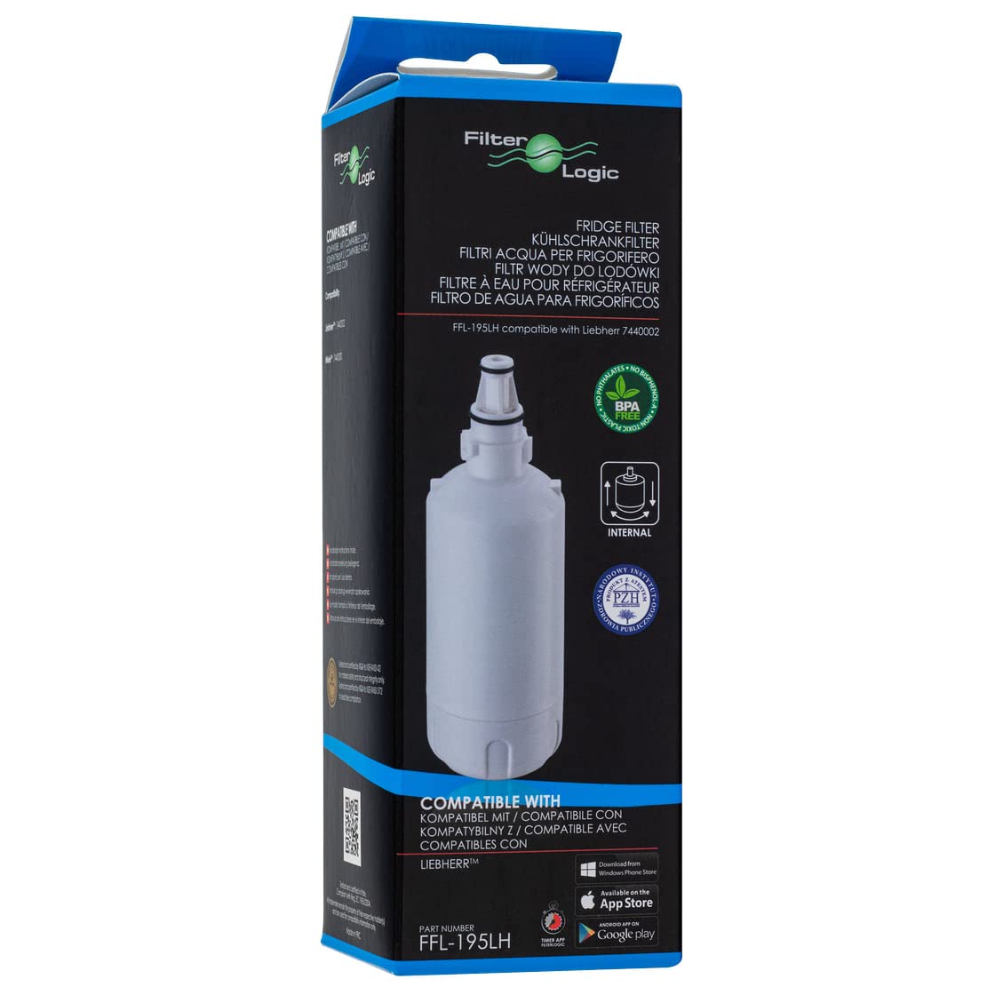 FilterLogic FFL-195LH | 3x Wasserfilter für Liebherr mit 7440011 Filter | Für Liebherr Side-by-Side Kühlschrank mit 7440011, 9880980, InfinitySpring-Kühlschrankfilter, Filterpatrone, Water Filter