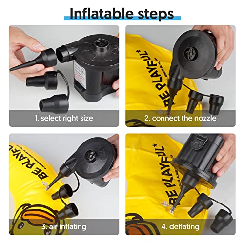 Electric Air Pump For Inflatables, Air Mattress Pump Battery Powered For Inflatable Couch, Pool Floats, Blow Up Pool Raft Bed Boat,Toy Quick-Fill Inflator Deflator With 3 Nozzles #TOP4