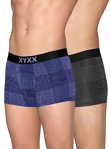 Image of XYXX Men's Blox Tencel Micromodal Printed Trunks | Antimicrobial, Regular Fit, No-Marks Waistband | Underwear Combo Pack of 2