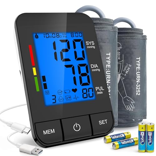SDUNW Automatic Upper Arm Blood Pressure Monitor for Home Use with 9-17in & 13-21in L/XL/Extra Large Cuff, Accurate Measurement Guidance, Portable Fit Big Arms BP Machine