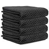 JourneyO Padded Packing & Moving Blankets 4 Pack Deluxe Quality 80 x 72 inch Furniture Shipping Pads for Moving and Storage-Black(4 Deluxe Blankets 45 lbs/Dozen)
