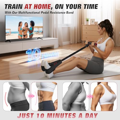 Image of Upgraded Pedal Resistance Band with Handles, Foot Pedal Resistance Bands for Women, Core Abs Leg Training, Exercise Bands for Full Body Workout Fitness, Home Gym Equipment, Pilates & Physical Therapy