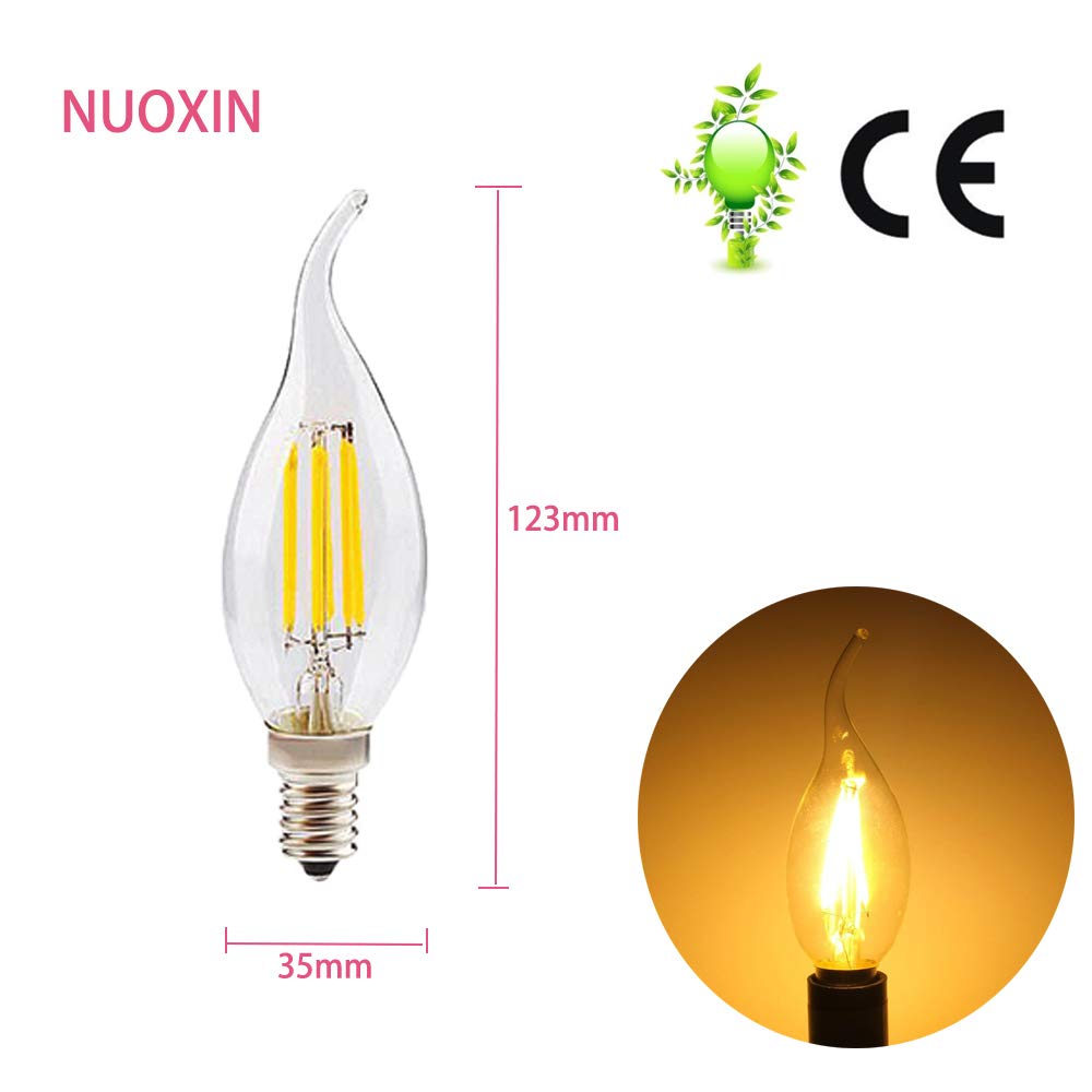 20 unidades E14 4 W LED Filament Vela Bombilla – C35 Edison Bombilla Bombilla Bombilla Bombilla Bombilla de llama E14 40W Equivalente, E14 Blanco Cálido 2700 K, E14 400 LM AC220 – 240 V, no regulable