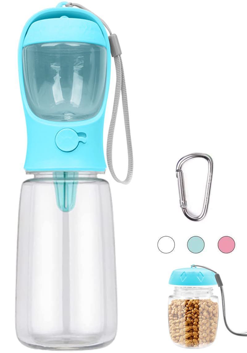 COTOP Tragbare Hund Wasserflasche für Unterwegs, 350ml Haustier Wasserspender Antibakterielle Auslaufsicher Hund Katze Reisen Trinken Flasche Schüssel, Pet Outdoor Trinkbecher (blau)