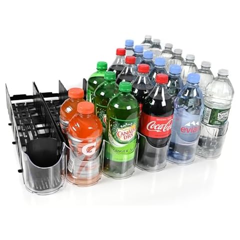 Display Technologies Visi-Fast Spring-Loaded Beverage Pusher-Glides (Pack of 6) - Effortless Beverage Product Presentation for 32oz/1LTR - 6-wide, 22" D' Drink Organizer ofor Cans, Bottles and More Cover