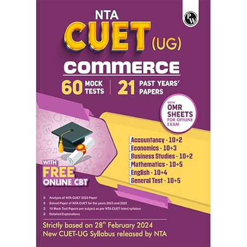 PW NTA CUET UG Commerce Stream Combined Mock Test and Past Year Papers (Accountancy, Economics, Business Studies, Mathematics, English, General Test) For 2024 Exam l FREE Online CBT