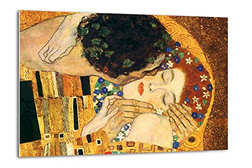 Tangerine Wall | Cuadro de El Beso de Gustav Klimt (fragmento) | Tamaño: 30x40cm | Sticky para apoyar o Colgar sin Agujeros | Especial para decoración de salón
