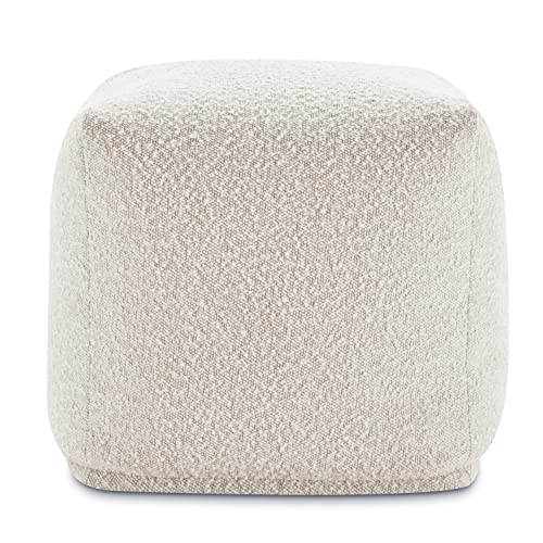 POLY & BARK Metz Pouf, Crema White Boucle