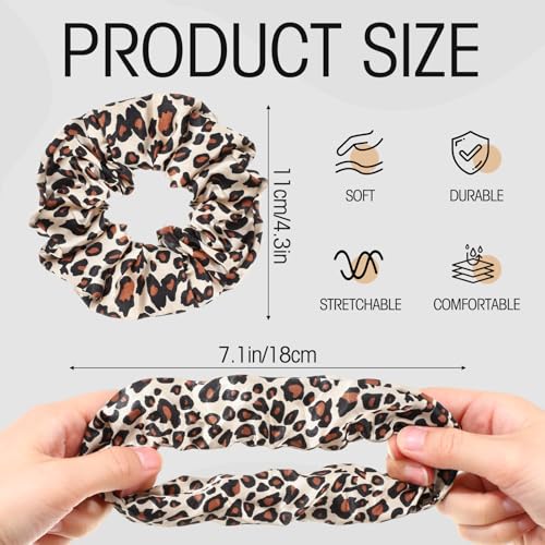 Image of Tatuo 24 Pieces Hair Scrunchies for Girls,Leopard Series Color,Satin | Large Soft Elastic Scrunchies for Kids Women, Bulk Pack for Party Favors Gymnastics Dance, Ponytail Ties Gentle Hold