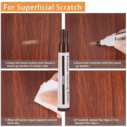 Image of KRySt Furniture Touch-Up Marker | Colour Wood Repair Markers for Scratch Removal on Wooden Furniture, Floor, Table, Cabinet & Door | Quick Dry Surface (Set Of 10)
