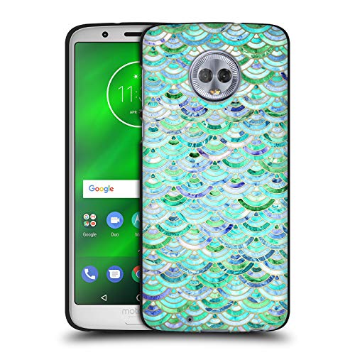 Head Case Designs Oficial Micklyn Le Feuvre Mosaico en Cuarzo Menta y Jade Patrones de mrmol Funda de Gel Negro Compatible con Motorola Moto G6