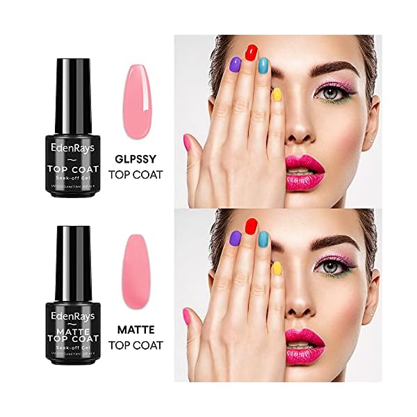 EdenRays-23pcs-Gel-Nail-Polish-Set-Soak-Off-UVLED-Gel-Starter-Kit-20-Vibrant-Colors-Base-Coat-Glossy-Matte-Top-Coat EdenRays 23pcs Gel Nail Polish Set, Soak Off UV/LED Gel Starter Kit, 20 Vibrant Colors, Base Coat, Glossy & Matte Top Coat, 23 Count (Pack of 1)