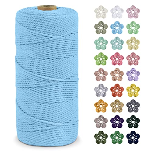 LEREATI Macrame Cord 2mm x 200m, Thick Macrame Rope Natural Cotton Rope Craft String