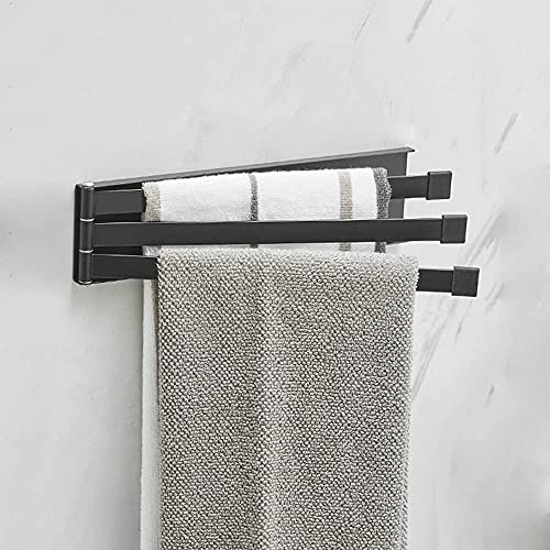 Barra para toallas de baño negra en acero inoxidable de triple eje 2