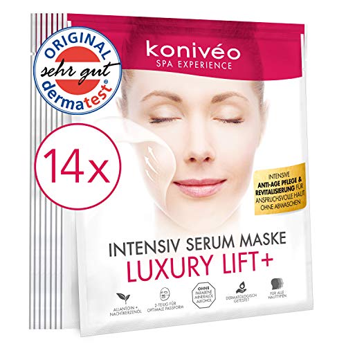 Anti-Aging Tuchmasken Gesicht - Gesichtsmaske aus hochdosiertem Hydrogel Serum. Intensive Anti Falten Tuchmaske Vliesmaske Ohne Parabene. 14 er Maxi-Spar Set