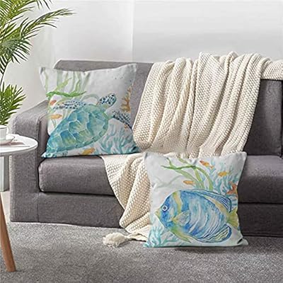 BBKD Set of 4 Coastal Decorative Throw Pillow Covers 18x18 Inch, Ocean Sea Theme Pillow Covers ,Home Decorative Square… 51WJFRE5tXL. SS400