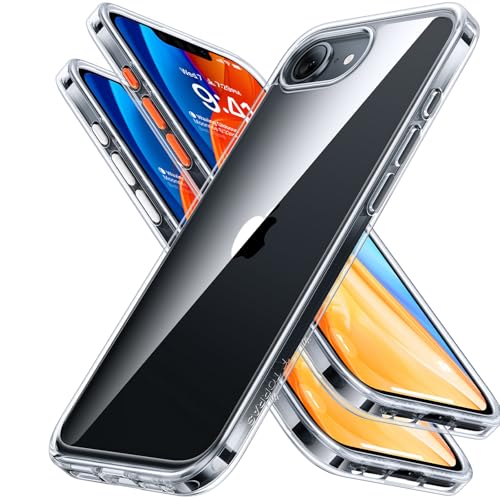Image of TORRAS Guardian Diamond Clear for iPhone 16e Case 2025, [Non-Yellowing] Military-Grade Test Protection Durable 16e Case Slim Thin Anti-Scratch DIY-Buttons Hard PC Back Case for iPhone 16e 6.1 inch, Clear