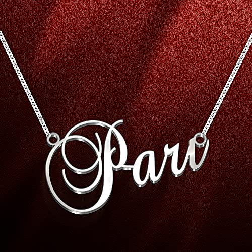 Image of Pari Cursive Gold & Silver Name Pendant Necklace, Best Jewelry Gift for Girls.