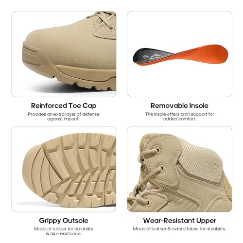 Image of NORTIV 8 Mens Military Tactical Work Boots Side Zip Outdoor Hiking Leather Motorcycle Combat Boots