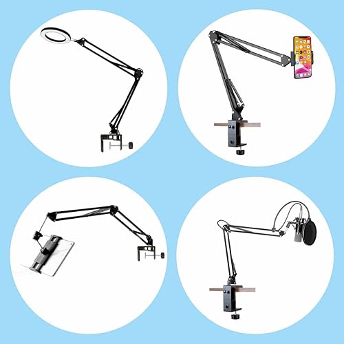 Miniatura 7 de Replacement Heavy Duty C Clamp for 12 Base Magnifying LampXINME Desk LampSwing Arm LampPhone MountI pad MountTablet HolderMic Holder (G2 BLACK)
