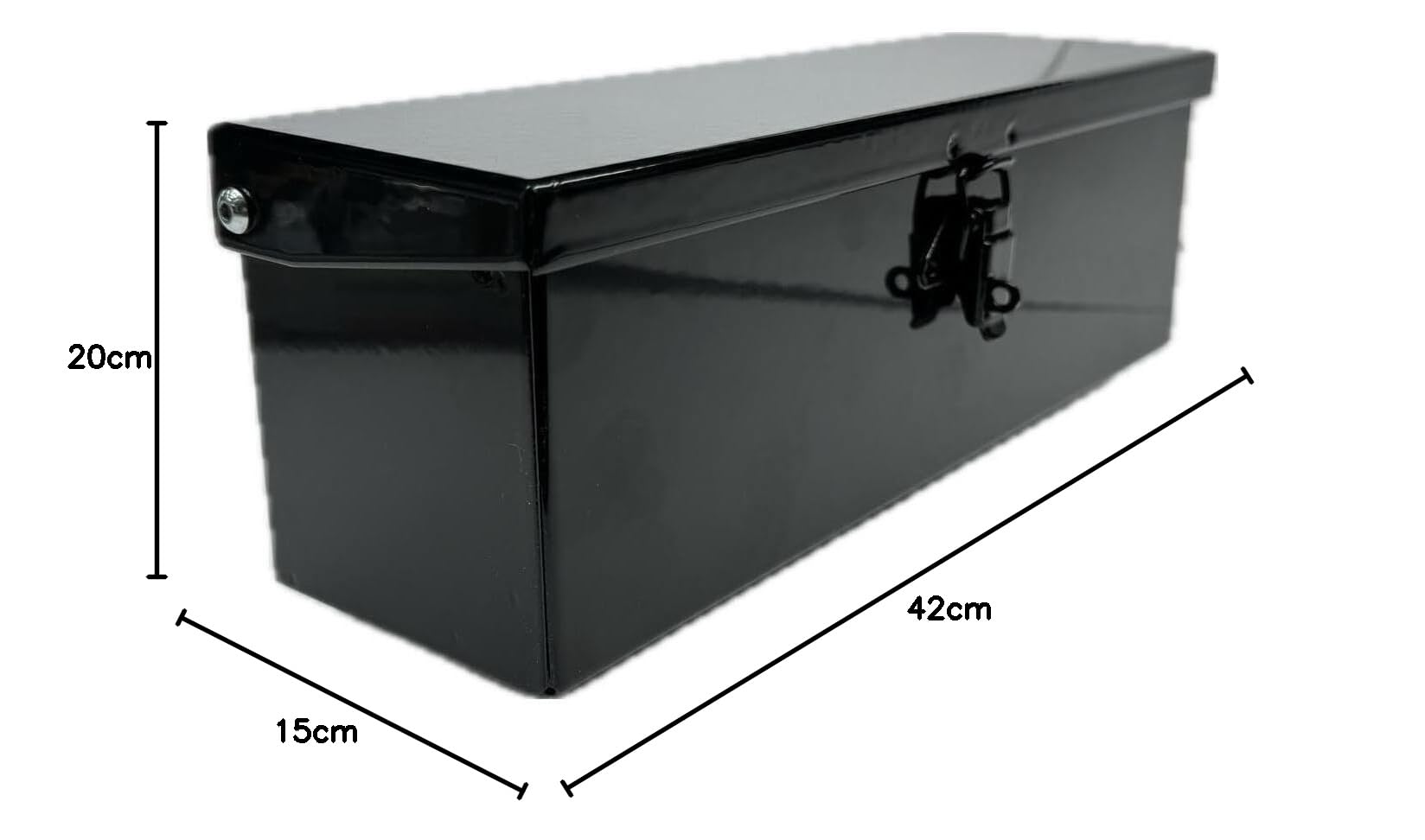 G.L.D. Forniture Boîte à outils 420x140 H 140 mm noir brillant avec porte-cadenas en tôle pliée, soudée et robuste pour tracteurs, 00724145