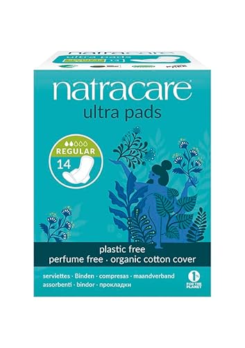 Natracare - Compresas Ultra Regular con Alas - Producto Natural - Ideal para Flujo Menstrual Poco Abundante - Para Pieles Sensibles - Absorbentes y Finas - Aptas para Veganos - 14 Compresas
