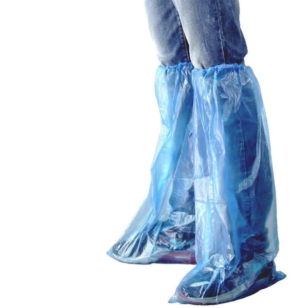 YHW Cubierta del Zapato Cubierta de la máquina de Zapatos 30 Pares Zapatos y Botas de Lluvia Azul Desechables Cubierta de plástico Larga y Transparente