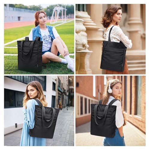 GOLF SUPAGS Foldaway Convertible Rucksack 2 in 1 Casual Tote Schultertasche Nylon Tagesrucksäcke Damen Männer Multifunktions Schule Arbeit Reise, Schwarz