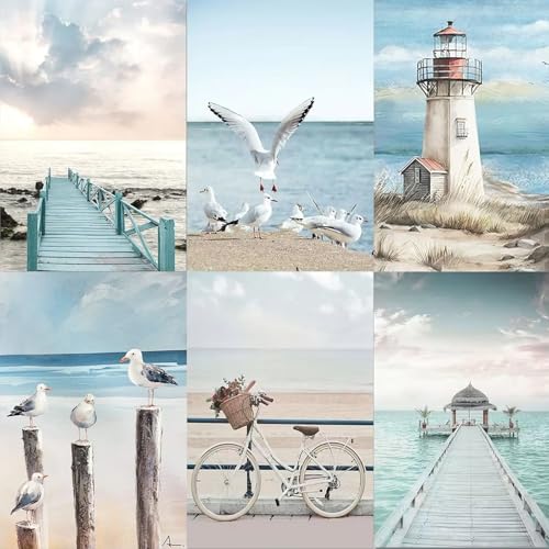 yosiio Malen Nach Zahlen Erwachsene, 6 Stück Paint by Numbers Malen Nach Zahlen, DIY Handgemalt Ölgemälde Kit für Anfänger, Home Deko Geschenk