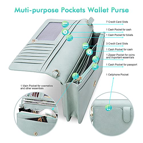 Image of nuoku Women Small Crossbody Bag Cellphone Purse Wallet with RFID Card Slots 2 Strap Wristlet(Max 6.5'') 