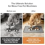 Silicone Pet Food Mat, 0.39" Raised Edge Dog Cat Feeding Mat, Waterproof Non-Slip BPA-Free Spill-Proof Pad for Small, Medium & Large Pets (Gray, 19" Lx12 W) - Image 5