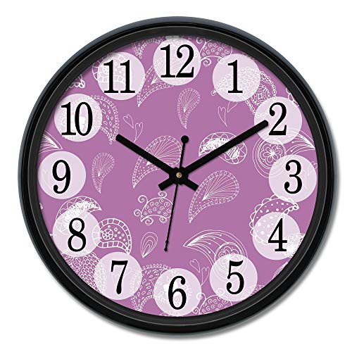 Image of Amazon Brand - Solimo Engineered Wood Paisley Wall Clock - (12-inch, Black, Silent Movement)
