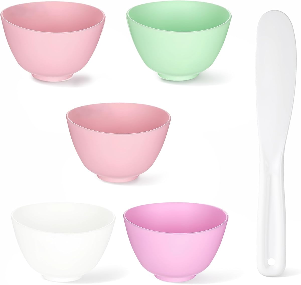 Silicone Facial Mask Mixing Bowls Set 5 PCS Silicone Mixing Bowl with 1PCS Scraper, Multi Colored Reusable Esthetician Bowls for Facial Mask,Other Skincare Products (8.6x5cm)