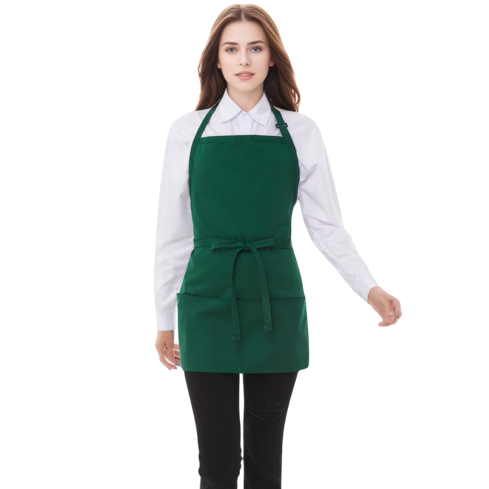 Short Cotton Aprons for Women with 3 Pockets, Chef Apron for Unisex,Waitress Apron for Kitchen Cooking Restaurant BBQ
