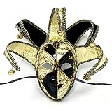 STORM BUY Venetian Masquerade Costume Mask Decoration Jester Masks for Ball Holloween Mardi Gras Cosplay Party (Large (Black))